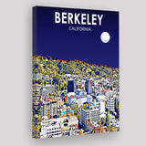 Berkeley California Art Night Landscape Print ,City Art Print, Large Canvas, Canvas Print Wall Art Home Decor