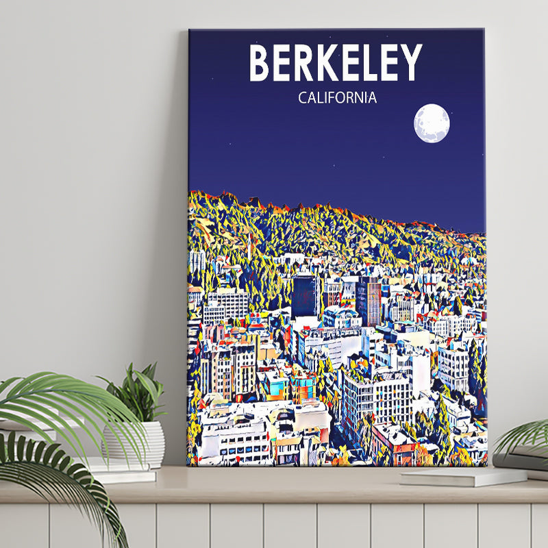 Berkeley California Art Night Landscape Print ,City Art Print, Large Canvas, Canvas Print Wall Art Home Decor