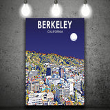 Berkeley California Art Night Landscape Print ,City Art Print, Large Canvas, Canvas Print Wall Art Home Decor