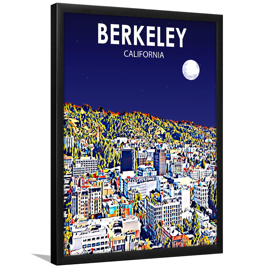 Berkeley California Art Night Landscape Print, City Art Print, Framed Art Print Wall Art Home Decor, Framed Picture