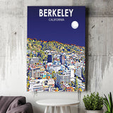 Berkeley California Art Night Landscape Print ,City Art Print, Large Canvas, Canvas Print Wall Art Home Decor