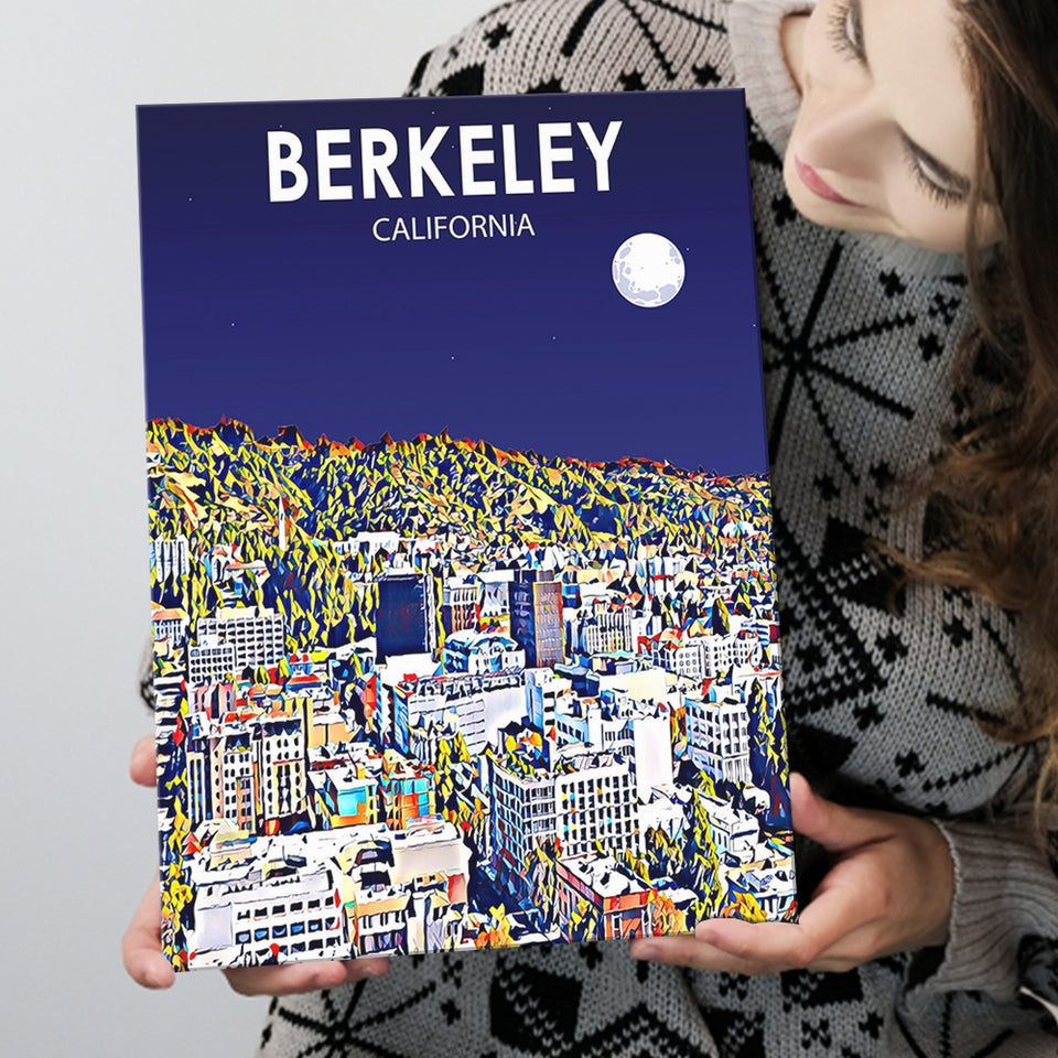 Berkeley California Art Night Landscape Print ,City Art Print, Large Canvas, Canvas Print Wall Art Home Decor