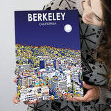 Berkeley California Art Night Landscape Print ,City Art Print, Large Canvas, Canvas Print Wall Art Home Decor