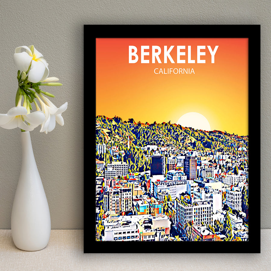 Berkeley California Art Sunset Landscape Print, City Art Print, Framed Art Print Wall Art Home Decor, Framed Picture
