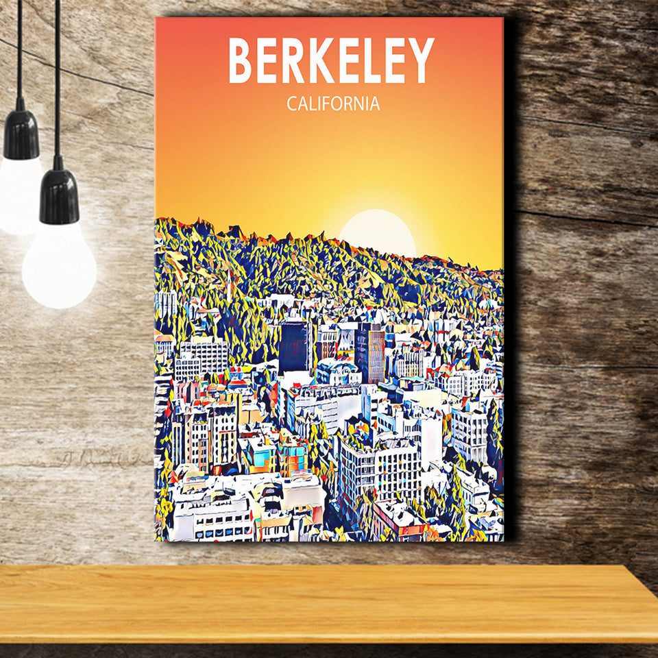 Berkeley California Art Sunset Landscape Print ,City Art Print, Large Canvas, Canvas Print Wall Art Home Decor