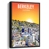 Berkeley California Art Sunset Landscape Print, Large Canvas, Framed Canvas Print Wall Art Home Decor, Floating Frame