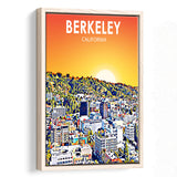 Berkeley California Art Sunset Landscape Print, Large Canvas, Framed Canvas Print Wall Art Home Decor, Floating Frame