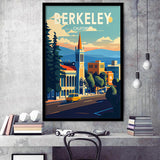 Berkeley California Retro Art Print, City Art Print, Framed Art Print Wall Art Home Decor, Framed Picture