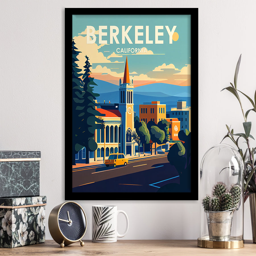 Berkeley California Retro Art Print, City Art Print, Framed Art Print Wall Art Home Decor, Framed Picture
