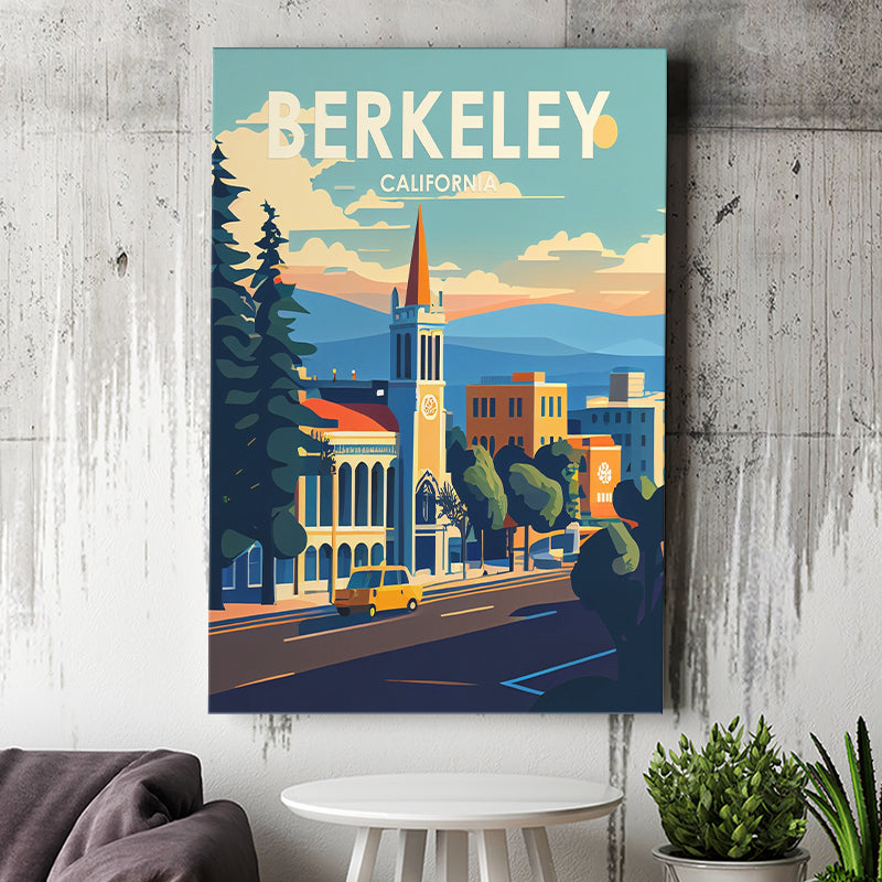 Berkeley California Retro Art Print ,City Art Print, Large Canvas, Canvas Print Wall Art Home Decor