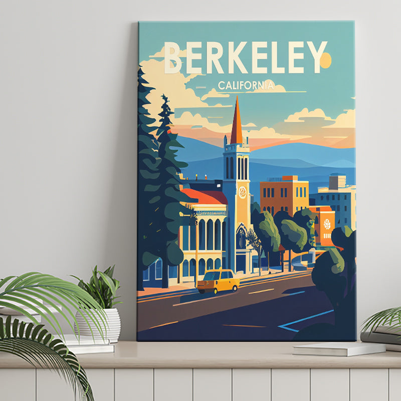 Berkeley California Retro Art Print ,City Art Print, Large Canvas, Canvas Print Wall Art Home Decor