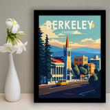 Berkeley California Retro Art Print, City Art Print, Framed Art Print Wall Art Home Decor, Framed Picture
