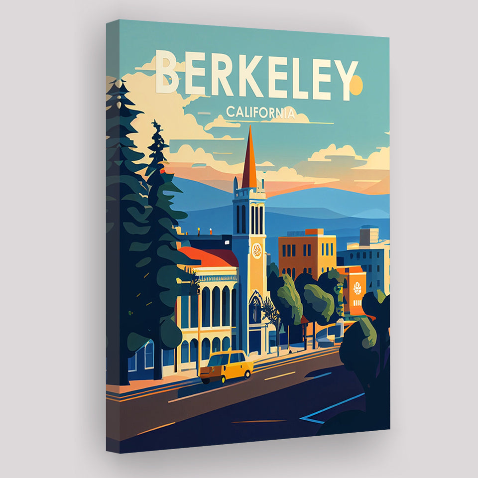 Berkeley California Retro Art Print ,City Art Print, Large Canvas, Canvas Print Wall Art Home Decor