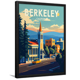 Berkeley California Retro Art Print, City Art Print, Framed Art Print Wall Art Home Decor, Framed Picture