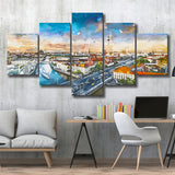 Berlin Germany Viewed Above Spree River 5 Pieces Mixed Canvas Prints Wall Art Home Decor
