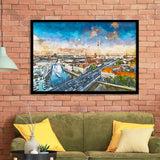 Berlin Germany Viewed Above Spree River City Art Watercolor Framed Art Prints Wall Art Decor,Framed Picture