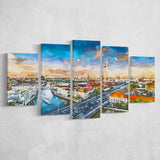 Berlin Germany Viewed Above Spree River 5 Pieces Mixed Canvas Prints Wall Art Home Decor