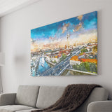 Berlin Germany Viewed Above Spree River City Art Watercolor Canvas Prints Wall Art Home Decor, Large Canvas