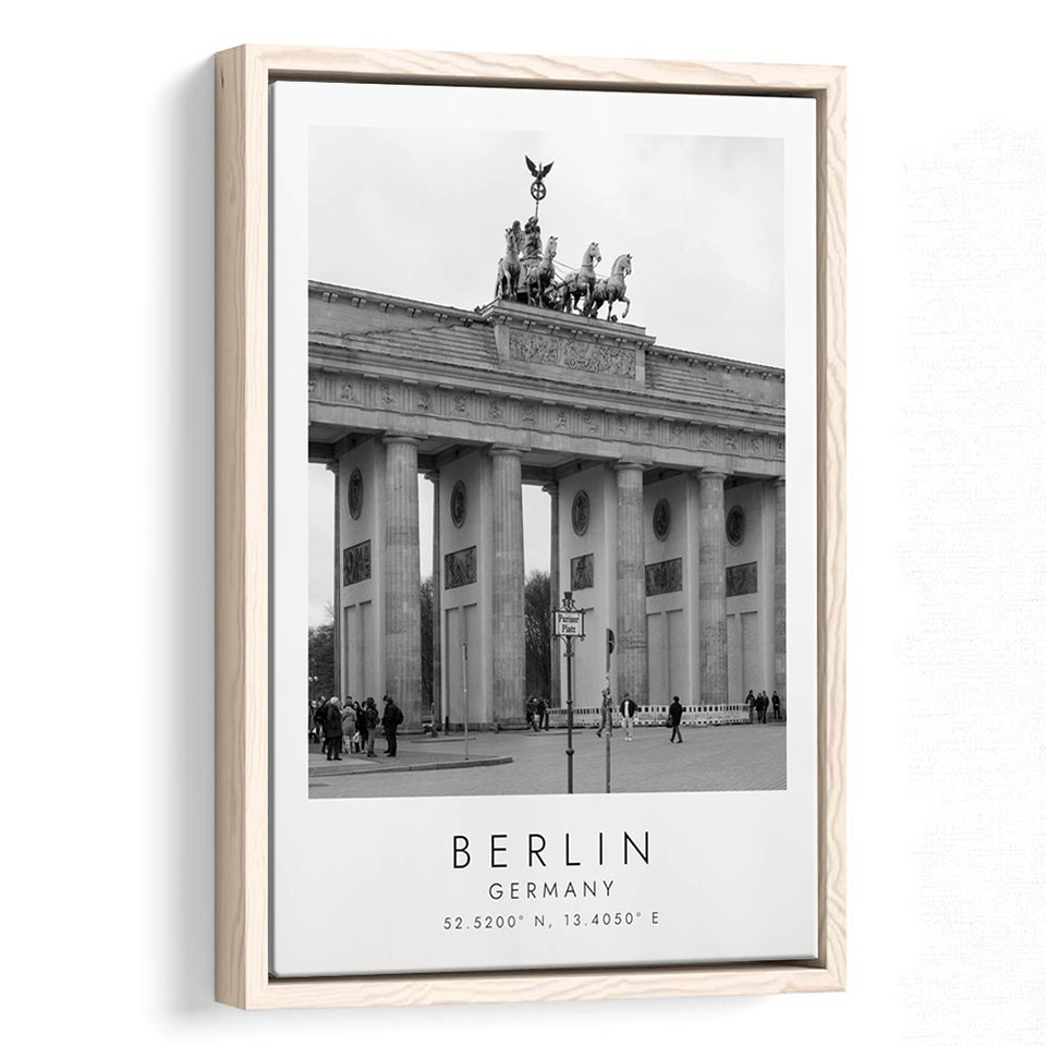 Berlin Germany 1 Black And White Art Framed Canvas Prints Wall Art Home Decor, Floating Frame