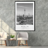 Berlin Germany Black And White Art Framed Canvas Prints Wall Art Home Decor, Floating Frame