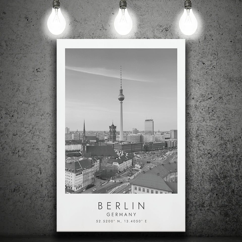 Berlin Germany Black And White Art Canvas Prints Wall Art Home Decor