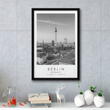 Berlin Germany Black And White Art Framed Canvas Prints Wall Art Home Decor, Floating Frame