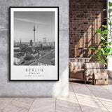Berlin Germany Black And White Art Framed Canvas Prints Wall Art Home Decor, Floating Frame