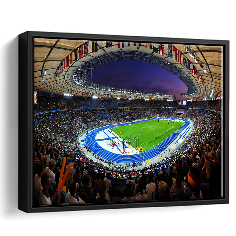 Berliner Olympiastadion Night, Stadium Canvas, Sport Art, Gift for him, Framed Canvas Prints Wall Art Decor, Framed Picture