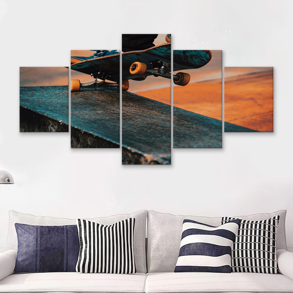 Best Skateboarding  5 Pieces Canvas Prints Wall Art - Painting Canvas, Multi Panels, 5 Panel, Wall Decor