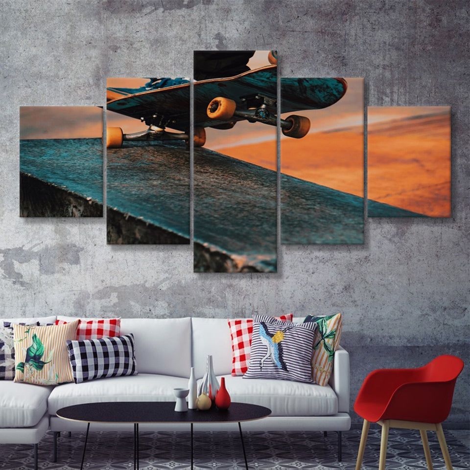 Best Skateboarding  5 Pieces Canvas Prints Wall Art - Painting Canvas, Multi Panels, 5 Panel, Wall Decor