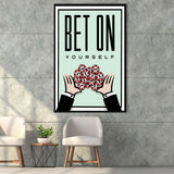 Bet On Yourself Motivational Framed Framed Canvas Prints Wall Art - Painting Canvas, Wall Decor, Floating Frame