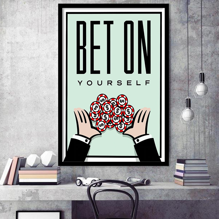 Bet On Yourself Motivational Framed Framed Art Prints Wall Decor - Painting Prints, Framed Picture
