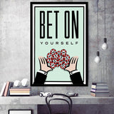 Bet On Yourself Motivational Framed Framed Art Prints Wall Decor - Painting Prints, Framed Picture