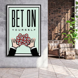 Bet On Yourself Motivational Framed Framed Canvas Prints Wall Art - Painting Canvas, Wall Decor, Floating Frame