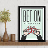 Bet On Yourself Motivational Framed Framed Canvas Prints Wall Art - Painting Canvas, Wall Decor, Floating Frame