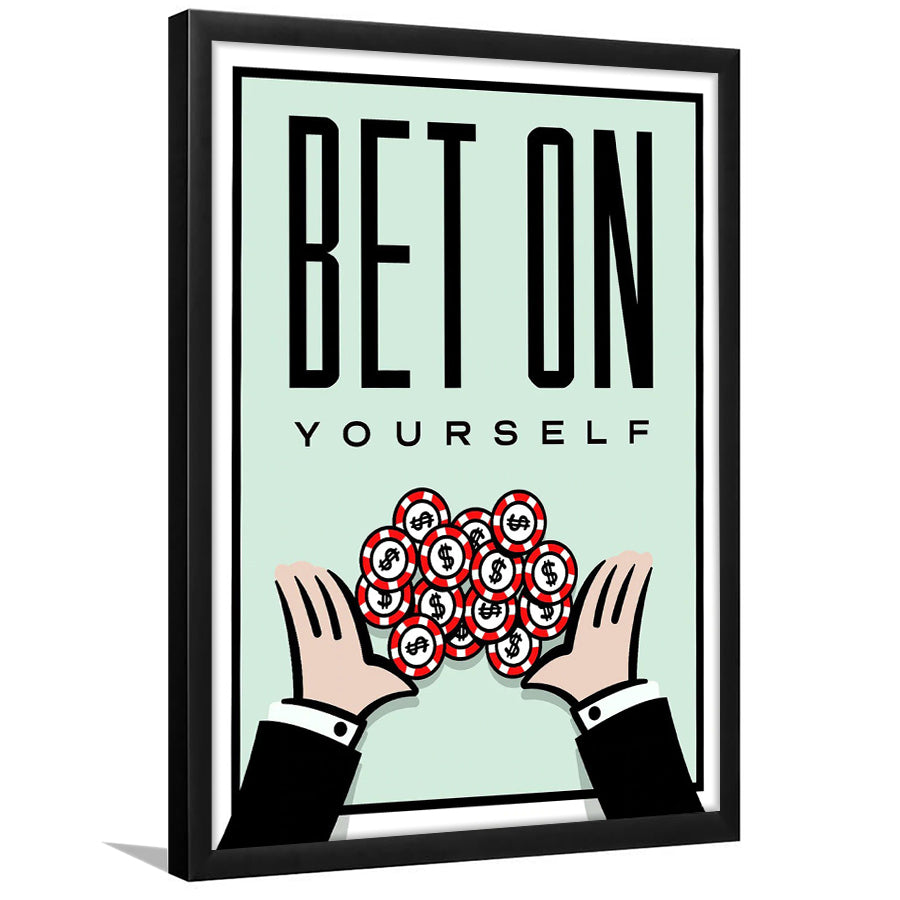 Bet On Yourself Motivational Framed Framed Art Prints Wall Decor - Painting Prints, Framed Picture