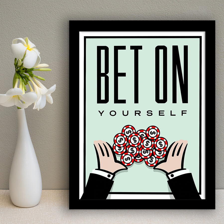 Bet On Yourself Motivational Framed Framed Art Prints Wall Decor - Painting Prints, Framed Picture