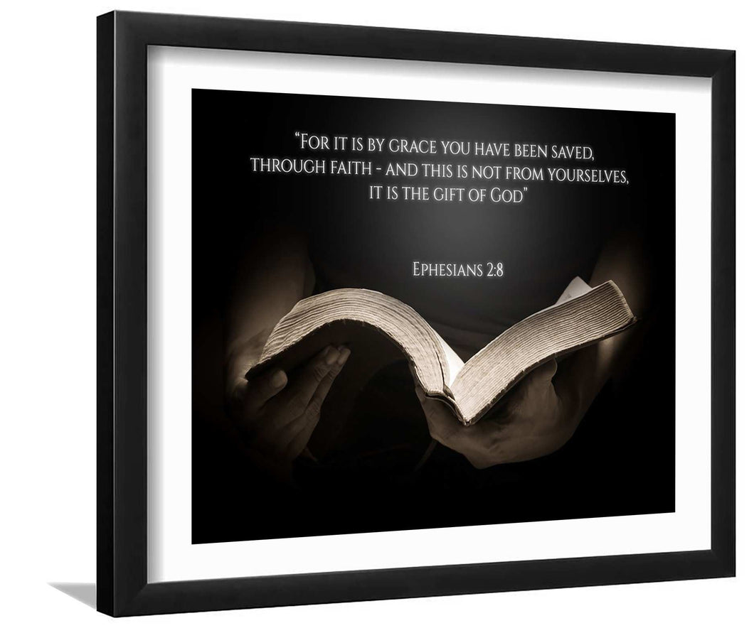 Bible Quote Ephesians 2-8-Art Print, Canvas Art,Framed Art,Plexiglass Cover