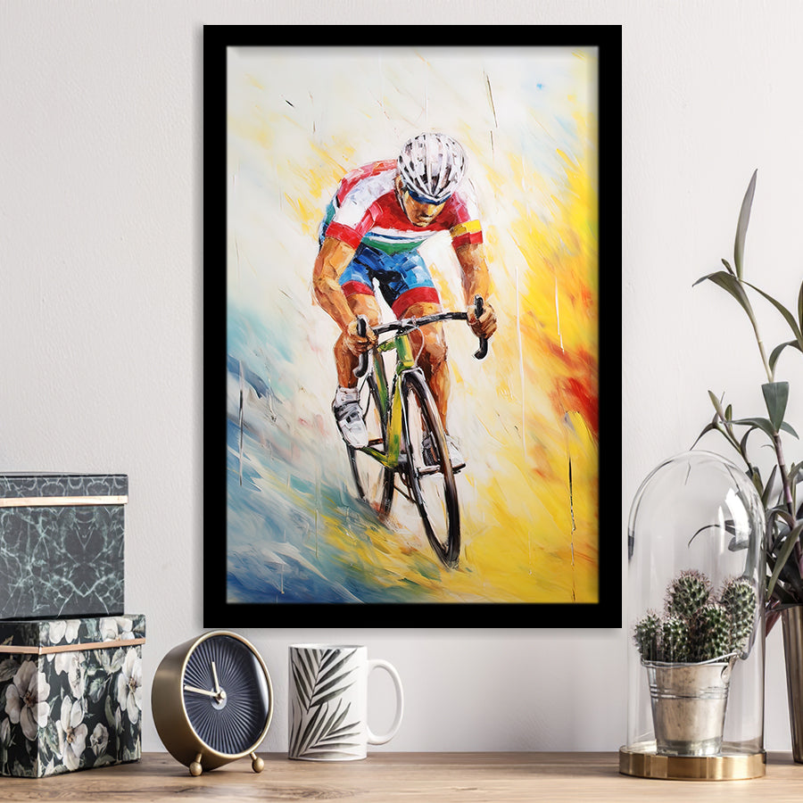 Bicycle Racer Acrylic Painting, Bike Lover Art, Painting Art, Framed Art Prints Wall Decor