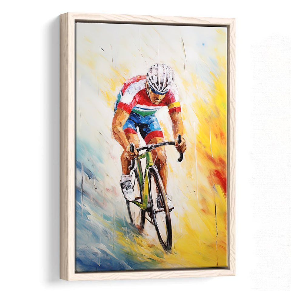 Bicycle Racer Acrylic Painting, Bike Lover Art,Framed Canvas  