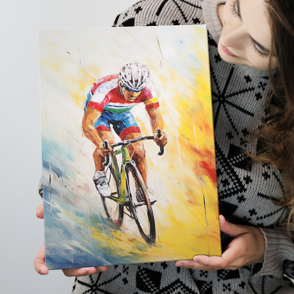 Bicycle Racer Acrylic Painting, Bike Lover Art, Painting Art, Canvas Prints Wall Art Home Decor