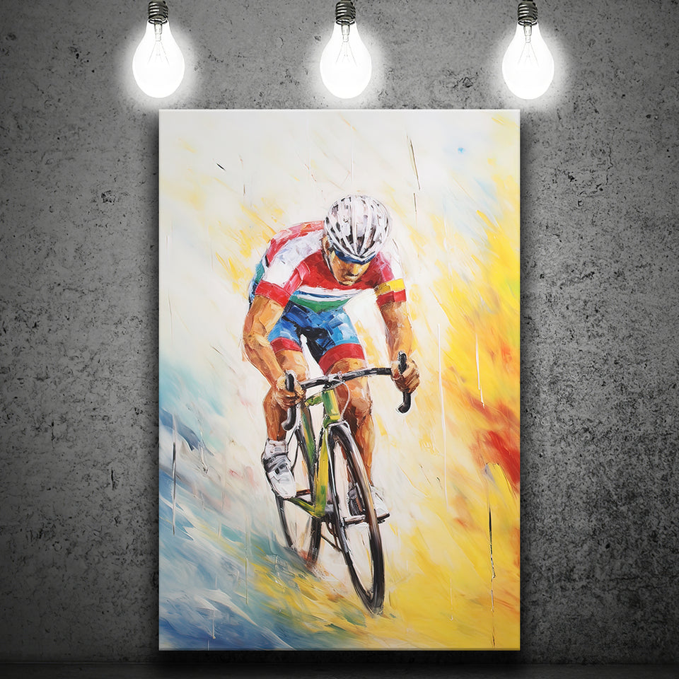 Bicycle Racer Acrylic Painting, Bike Lover Art, Painting Art, Canvas Prints Wall Art Home Decor