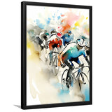 Bicycle Racer On The Race Ink Painting Watercolor, Bike Racing Lover, Painting Art, Framed Art Prints Wall Decor