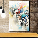 Bicycle Racer On The Race Ink Painting Watercolor, Bike Racing Lover, Painting Art, Canvas Prints Wall Art Home Decor