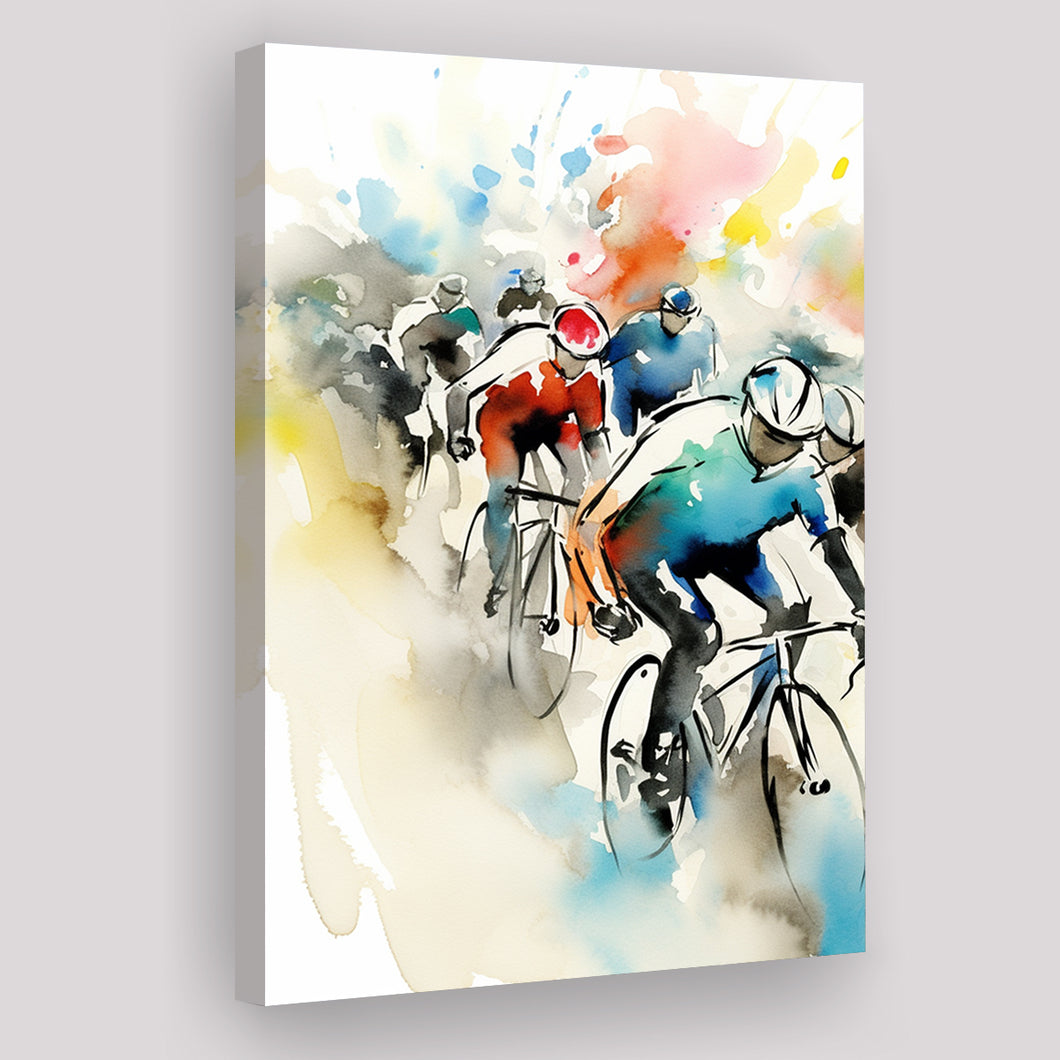 Bicycle Racer On The Race Ink Painting Watercolor, Bike Racing Lover, Painting Art, Canvas Prints Wall Art Home Decor