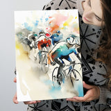 Bicycle Racer On The Race Ink Painting Watercolor, Bike Racing Lover, Painting Art, Canvas Prints Wall Art Home Decor