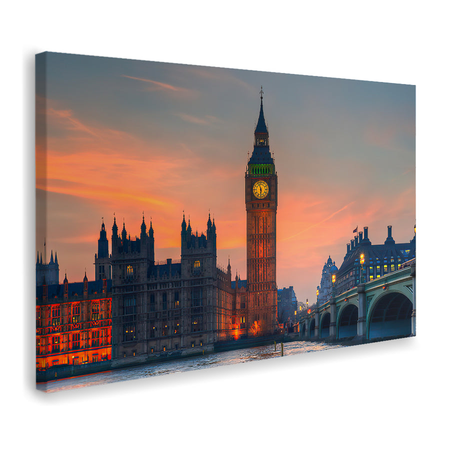 Big Ben Parliament And A Sunset Canvas Wall Art - Canvas Prints, Prints for Sale, Canvas Painting, Canvas On Sale