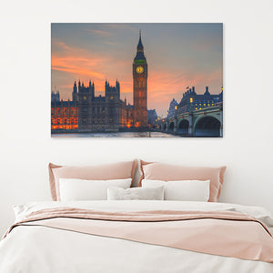 Big Ben Parliament And A Sunset Canvas Wall Art - Canvas Prints, Prints for Sale, Canvas Painting, Canvas On Sale