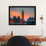 Big Ben Parliament And A Sunset Framed Canvas Wall Art - Framed Prints, Prints for Sale, Canvas Painting