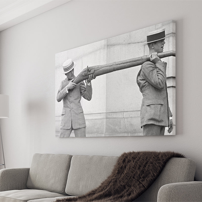 Big Gun Black And White Print, Giant Rifle Canvas Prints Wall Art Home Decor